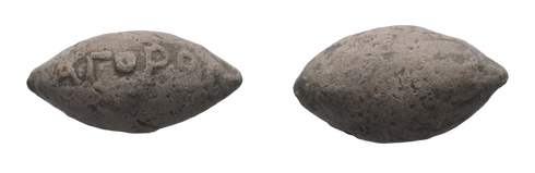 Ancient Greek Lead Sling Bullet with inscription circa 4th to 1st centuries BC