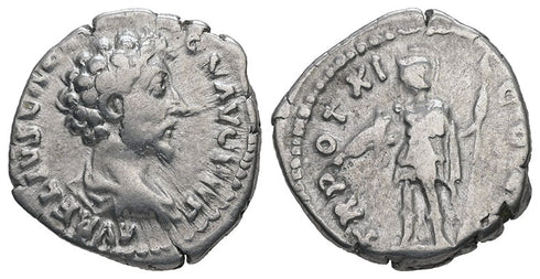 Ancient Roman silver coin of Marcus Aurelius as Caesar minted in Rome