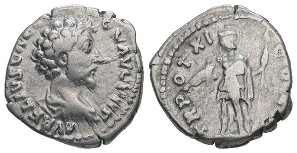 Ancient Roman silver coin of Marcus Aurelius as Caesar minted in Rome