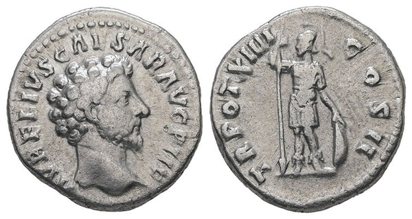 Ancient Roman silver coin of Marcus Aurelius minted in Rome