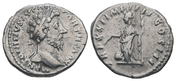 Ancient Roman silver coin of Marcus Aurelius minted in Rome
