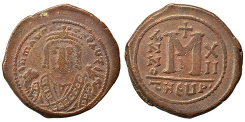 Ancient Byzantine coin of Maurice Tiberius AE30 Follis - Antioch