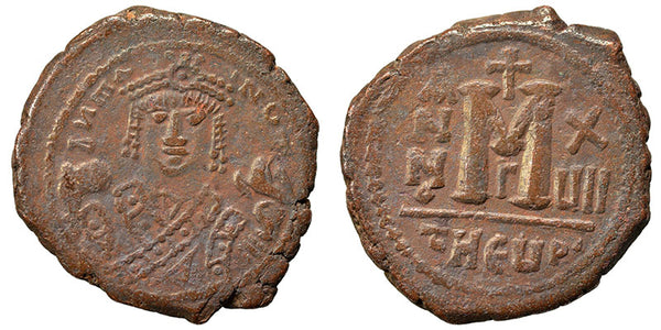 Ancient Byzantine coin of Maurice Tiberius AE30 Follis - Antioch