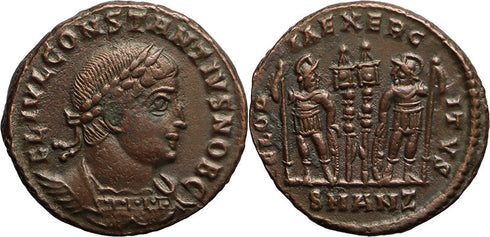 Ancient Roman coin of Constantius II minted in Antioch - GLORIA EXERCITVS