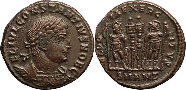 Ancient Roman coin of Constantius II minted in Antioch - GLORIA EXERCITVS