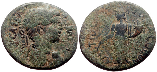 Ancient Roman coin of Caracalla minted by his father Septimius Severus in Antioch, Pisidia