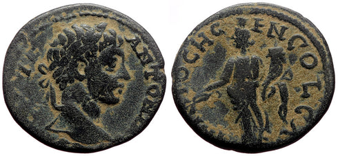 Ancient Roman coin of Elagabalus minted in Antioch, Pisidia
