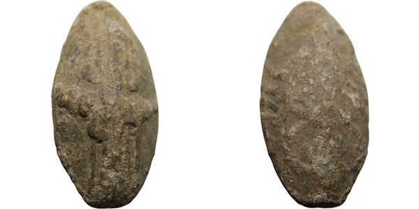 Ancient Greek Lead Sling Bullet with image circa 4th to 1st centuries BC