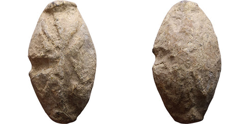 Ancient Greek Lead Sling Bullet with image circa 4th to 1st centuries BC