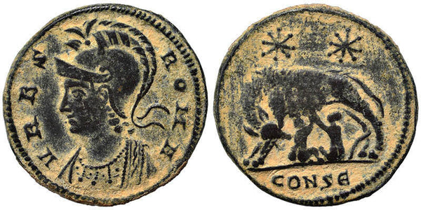 Anicent Roman coin - Commemorative Coin minted in Constantinople - Wolf and Twins