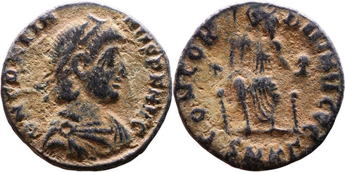 Ancient Roman coin of the Emperor Gratian minted in Cyzicus