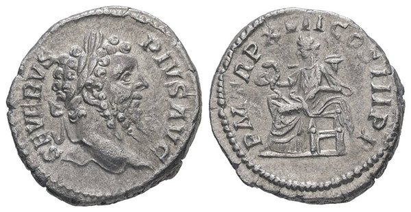 Ancient Roman silver coin of the Emperor Septimius Severus minted in Rome