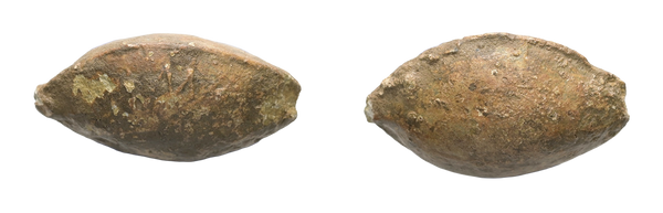 Ancient Greek Lead Sling Bullet with inscription circa 4th to 1st centuries BC