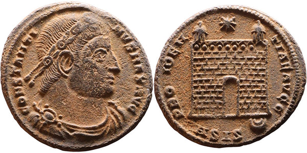 Ancient Roman coin of Constantine I minted in Siscia - Campgate with 11 levels!!!