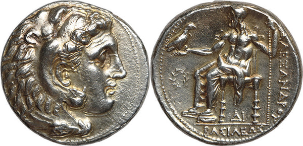 Ancient Greek silver coin of Philip III Arrhidaios AR Tetradrachm - In the name and types of Alexander III