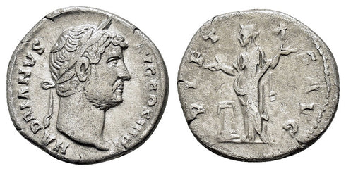 Ancient Roman silver denarius of Hadrian minted in Rome - PIETAS AVG