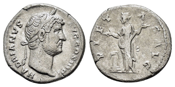 Ancient Roman silver denarius of Hadrian minted in Rome - PIETAS AVG