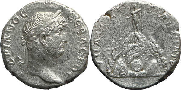 Ancient Roman silver didrachm of Hadrian minted in Caesaria, Cappadocia