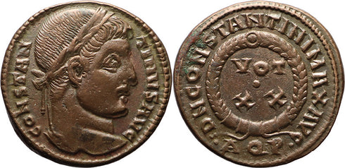 Ancient Roman coin of Constantine I The Great 307-337AD minted in Aquileia