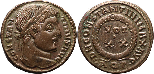 Ancient Roman coin of Constantine I The Great 307-337AD minted in Aquileia