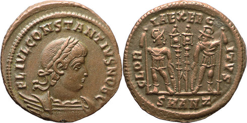 Ancient Roman coin of Constantius II minted in Antioch - GLORIA EXERCITVS