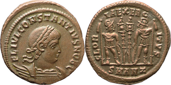 Ancient Roman coin of Constantius II minted in Antioch - GLORIA EXERCITVS