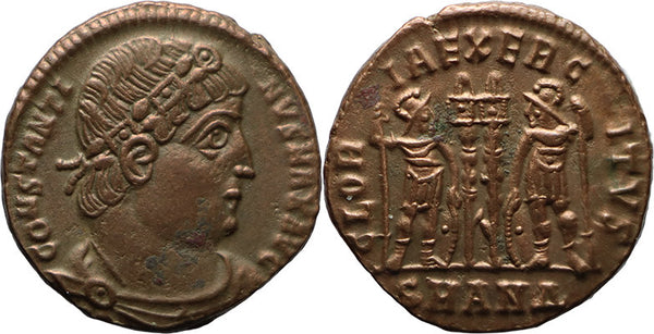 VF+ Ancient Roman coin of Constantine I minted in Antioch - GLORIA EXERCITVS