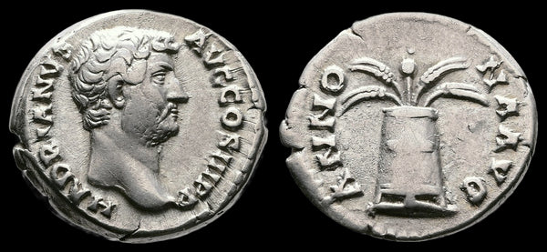 Ancient Roman silver denarius of Hadrian minted in Rome 134-138 AD