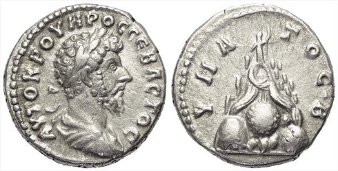 Ancient Roman Provincial silver coin of Lucius Verus minted in Caesaria, Cappadocia