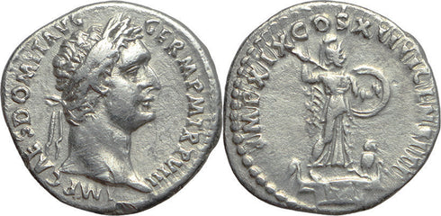 Ancient Roman silver coin of the Emperor Domitian minted in Rome in 88AD