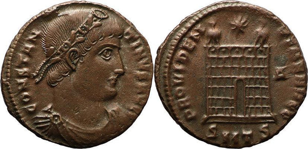 Ancient Roman coin of Constantine I minted in Thessalonica - PROVIDENTIAE AVGG
