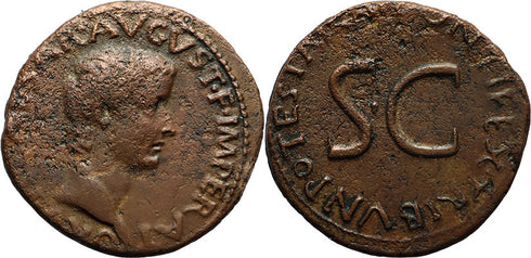 Large Ancient Roman coin of the Emperor Tiberius