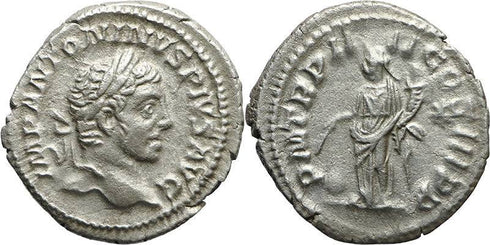 Ancient Roman silver coin of Elagabalus struck in Rome in 220AD