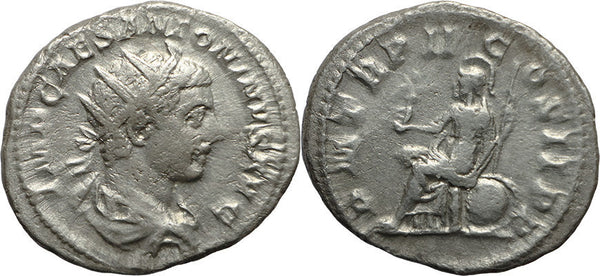 Ancient Roman silver coin of the Emperor Elagabalus struck in Rome in 219AD