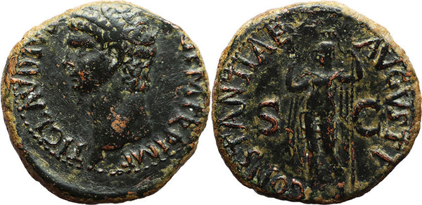 VF+ Bold Large Ancient Roman coin of the Emperor Claudius I found in modern day Spain