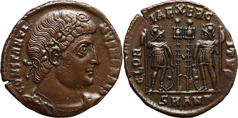 Ancient Roman coin of Constantine I minted in Antioch - GLORIA EXERCITVS