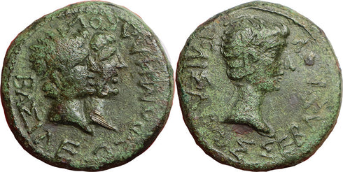 Ancient Roman Provincial coin of Augustus with Rhoemetalkes I minted in Thrace