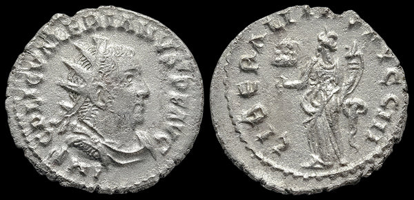 Ancient Roman silver coin of Valerian as Augustus minted in Rome