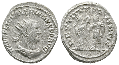 Ancient Roman silver coin of Valerian as Augustus minted in Samosata