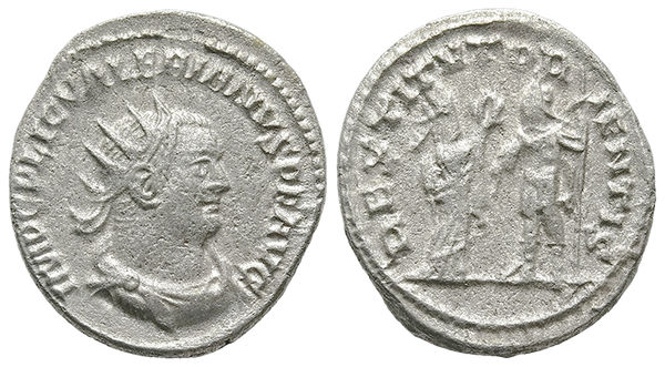 Ancient Roman silver coin of Valerian as Augustus minted in Samosata