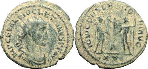 Ancient Roman coin of the Emperor Diocletian - IOVI CONSERVATORI AVG