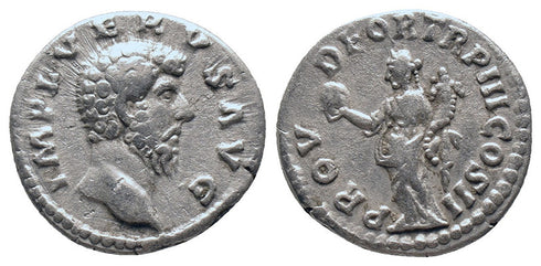 Ancient Roman coin of Lucius Verus as Augustus minted in Rome - Providentia