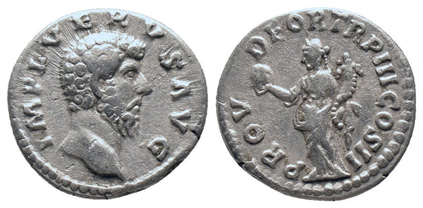 Ancient Roman coin of Lucius Verus as Augustus minted in Rome - Providentia