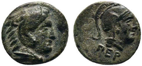 Ancient Greek coin from Pergamon, Mysia Circa 300-250 BC - Athena and Herakles