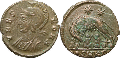 Ancient Roman coin - Commemorative Coin minted in Cyzicus - Wolf and Twins