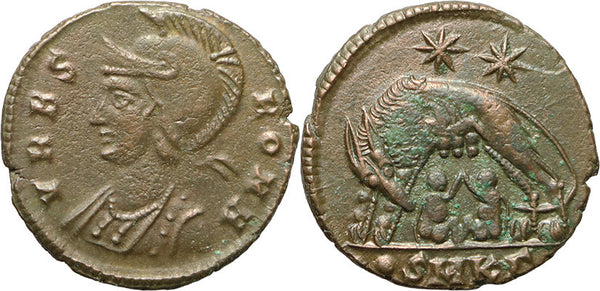 Ancient Roman coin - Commemorative Coin minted in Cyzicus - Wolf and Twins