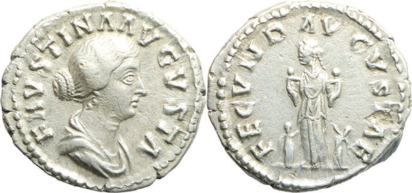 Ancient Roman silver coin of Faustina II - FECVND AVGVSTAE