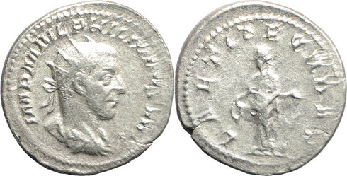 Ancient Roman silver coin of the Emperor Philip I minted in Rome - LAETIT FVNDAT