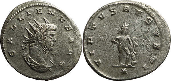 Ancient Roman coin of the Emperor Gallienus with Hercules & Club