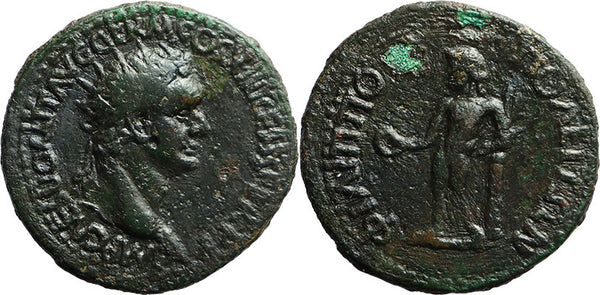 Ancient Roman coin of the Emperor Domitian minted in Trias of Philippopolis, Thrace in 88/89 AD